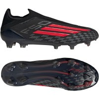 adidas F50 Elite Veterloze Gras Voetbalschoenen (FG) Zwart Rood Donkergrijs