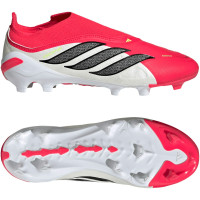 adidas Predator League Veterloze Gras Voetbalschoenen (FG) Kids Rood Wit Zwart