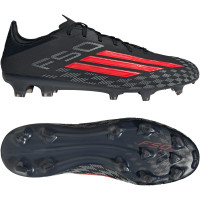 adidas F50 Pro Gazon Naturel Chaussures de Foot (FG) Noir Rouge Gris Foncé