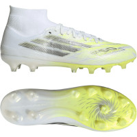 adidas F50 Sparkfusion Pro Gazon Naturel Artificiel Chaussures de Foot (MG) Femmes Blanc Gris Néon Jaune