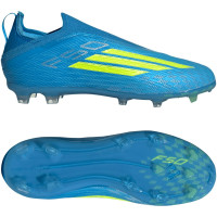 adidas F50 Elite Veterloze Gras Voetbalschoenen (FG) Kids Blauw Neongeel