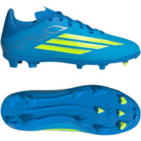 adidas F50 League Gras / Kunstgras Voetbalschoenen (MG) Kids Blauw Neongeel
