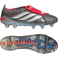 adidas Predator Elite FT Crampons Vissés Chaussures de Foot (SG) Gris Foncé Blanc Argenté Rouge