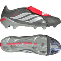 adidas Predator League FT Gazon Naturel Chaussures de Foot (FG) Gris Foncé Blanc Argenté Rouge