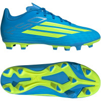 adidas F50 Club Gazon Naturel Gazon Artificiel Chaussures de Foot (MG) Enfants Bleu Néon Jaune