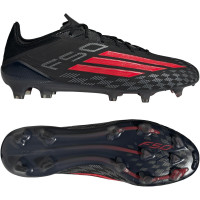 adidas F50 Elite Gazon Naturel Chaussures de Foot (FG) Noir Rouge Gris Foncé