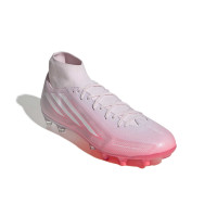 adidas F50 Sparkfusion League Gazon Naturel Artificiel Chaussures de Foot (MG) Femmes Rose Blanc