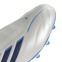 adidas Copa Pure IV League Sans Lacets Gazon Naturel Chaussures de Foot (FG) Blanc Bleu Bleu Foncé