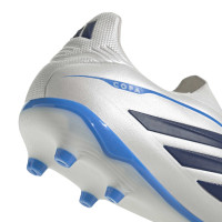 adidas Copa Pure IV League Sans Lacets Gazon Naturel Chaussures de Foot (FG) Blanc Bleu Bleu Foncé