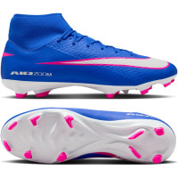Nike Zoom Mercurial Superfly 10 Academy Gazon Naturel Artificiel Chaussures de Foot (MG) Bleu Blanc Rose Vif
