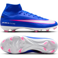 Nike Zoom Mercurial Superfly 10 Pro Gazon Naturel Chaussures de Foot (FG) Bleu Blanc Rose Vif