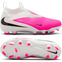 Nike Phantom 6 High Academy Gras / Kunstgras Voetbalschoenen (MG) Kids Wit Felroze Zwart