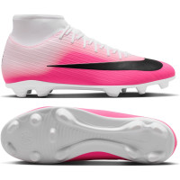 Nike Zoom Mercurial Superfly 11 Club Gazon Naturel Artificiel Chaussures de Foot (MG) Rose Vif Blanc Noir