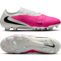 Nike Phantom 6 Low Pro Gazon Naturel Chaussures de Foot (FG) Blanc Rose Vif Noir