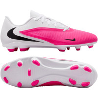 Nike Phantom 6 Low Club Gazon Naturel Artificiel Chaussures de Foot (MG) Blanc Rose Vif Noir