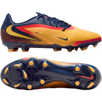 Nike Phantom 6 Low Haaland Academy Gras / Kunstgras Voetbalschoenen (MG) Donkerblauw Oranje Geel Rood