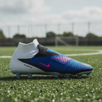 Nike Phantom 6 High Elite Gazon Artificiel Chaussures de Foot (AG) Bleu Blanc Rose Vif