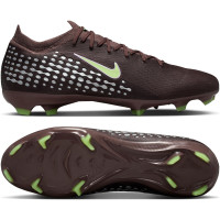 Nike Zoom Mercurial Vapor 16 Mbappé Pro Gazon Naturel Chaussures de Foot (FG) Brun Néon Jaune Argenté
