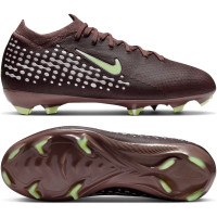 Nike Zoom Mercurial Vapor 16 Mbappé Pro Gras Voetbalschoenen (FG) Kids Bruin Neongeel Zilver