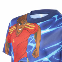 T-shirt Adidas Lamine Yamal Anime pour Enfants, bleu et rouge