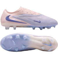 Nike Phantom 6 Low LV8 Elite Gazon Naturel Chaussures de Foot (FG) Blanc Cassé Bleu Clair Bleu