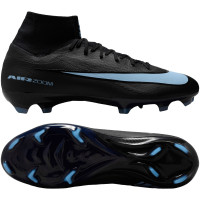 Nike Zoom Mercurial Superfly 10 Pro Gazon Naturel Chaussures de Foot (FG) Noir Bleu Clair
