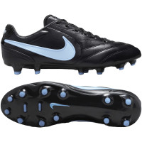 Nike Tiempo Ligera Pro Gazon Naturel Chaussures de Foot (FG) Noir Bleu Clair