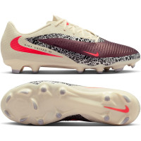 Nike Phantom 6 Low Academy Gras / Kunstgras Voetbalschoenen (MG) Gebroken Wit Bordeauxrood Rood