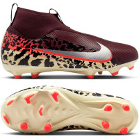 Nike Zoom Mercurial Superfly 10 Academy Gras / Kunstgras Voetbalschoenen (MG) Kids Bordeauxrood Zilver Oranje
