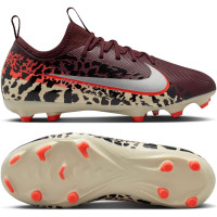 Nike Zoom Mercurial Vapor 16 Academy Gazon Naturel Artificiel Chaussures de Foot (MG) Enfants Bordeaux Argenté Orange