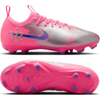 Nike Zoom Mercurial Vapor 16 Vinicius Júnior Academy Gazon Naturel Artificiel Chaussures de Foot (MG) Enfants Rose Vif Mauve