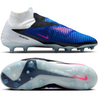 Nike Phantom 6 High Elite Gazon Artificiel Chaussures de Foot (AG) Bleu Blanc Rose Vif