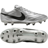 Nike Tiempo Ligera Pro Gras Voetbalschoenen (FG) Metallic Zilver Zwart