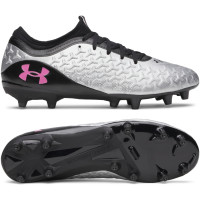 Under Armour Magnetico Select 6 Gras Voetbalschoenen (FG) Zwart Metallic Silver Felroze