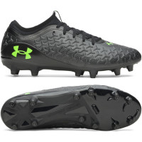 Under Armour Magnetico Select 6 Gazon Naturel Chaussures de Foot (FG) Noir Metallic Black Vert Néon