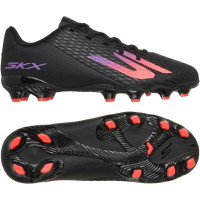 Skechers SKX_2 Gazon Naturel Artificiel Chaussures de Foot (MG) Enfants Noir Mauve Néon