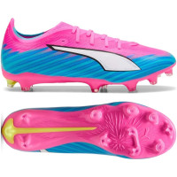PUMA Ultra 6 Pro Gazon Naturel Artificiel Chaussures de Foot (MG) Rose Vif Bleu Jaune