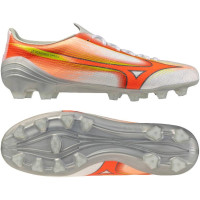 Mizuno Alpha III Pro Gras Voetbalschoenen (FG) Wit Oranje Limoen