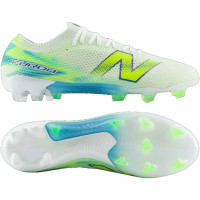 New Balance Furon V9 Elite Gazon Naturel Chaussures de Foot (FG) Blanc Jaune Bleu