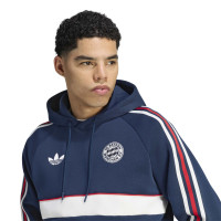 Survêtement adidas Bayern Munich Originals à capuche bleu foncé blanc rouge