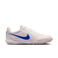 Nike Tiempo Ligera Pro Turf Chaussures de Foot (TF) Blanc Craie Bleu Blanc