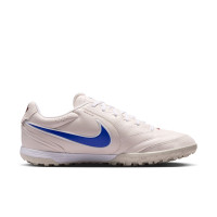 Nike Tiempo Ligera Pro Turf Chaussures de Foot (TF) Blanc Craie Bleu Blanc