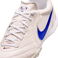 Nike Tiempo Ligera Pro Turf Chaussures de Foot (TF) Blanc Craie Bleu Blanc
