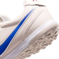 Nike Tiempo Ligera Pro Turf Chaussures de Foot (TF) Blanc Craie Bleu Blanc