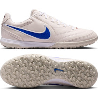 Nike Tiempo Ligera Pro Turf Chaussures de Foot (TF) Blanc Craie Bleu Blanc
