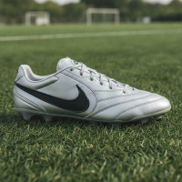Nike Tiempo Ligera Pro Gazon Naturel Chaussures de Foot (FG) Gris Métallique Noir