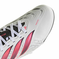 adidas Predator League Gazon Naturel Chaussures de Foot (FG) Enfants Blanc Noir Rose