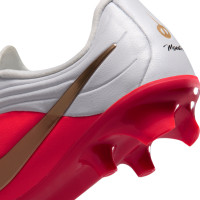 Nike Tiempo Maestro Academy Gras / Kunstgras Voetbalschoenen (MG) Peuters/Kleuters Wit Felrood Goud