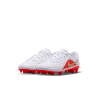 Nike Tiempo Maestro Club Gras / Kunstgras Voetbalschoenen (MG) Peuters/Kleuters Wit Felrood Goud