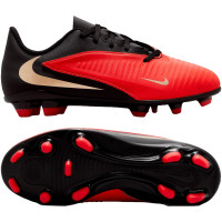 Nike Phantom 6 Low Club Gazon Naturel Artificiel Chaussures de Foot (MG) Enfants Noir Rouge Vif Doré
